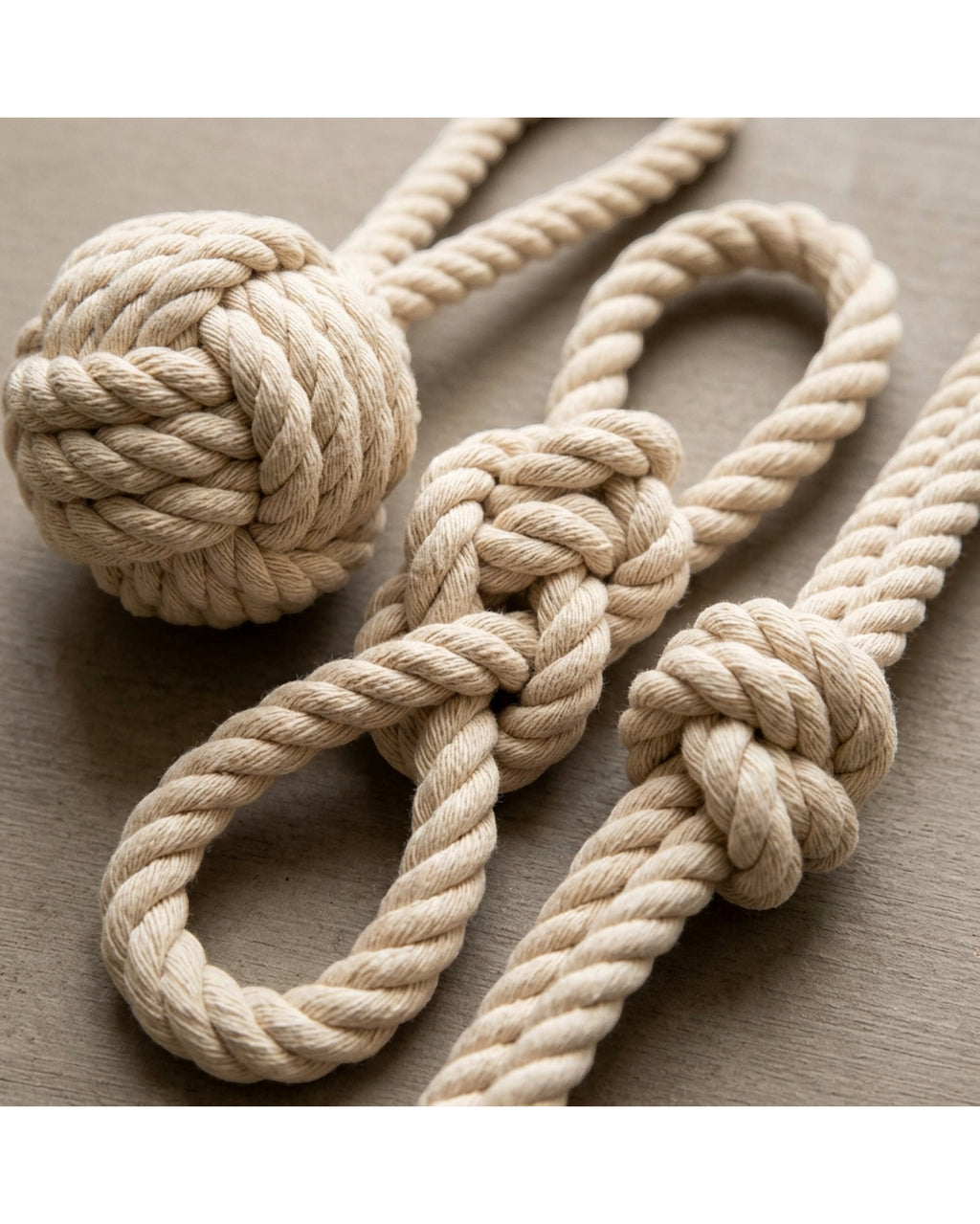 Kfxpm Cotton Rope Dog Toys Three Piece Natural - Detail view