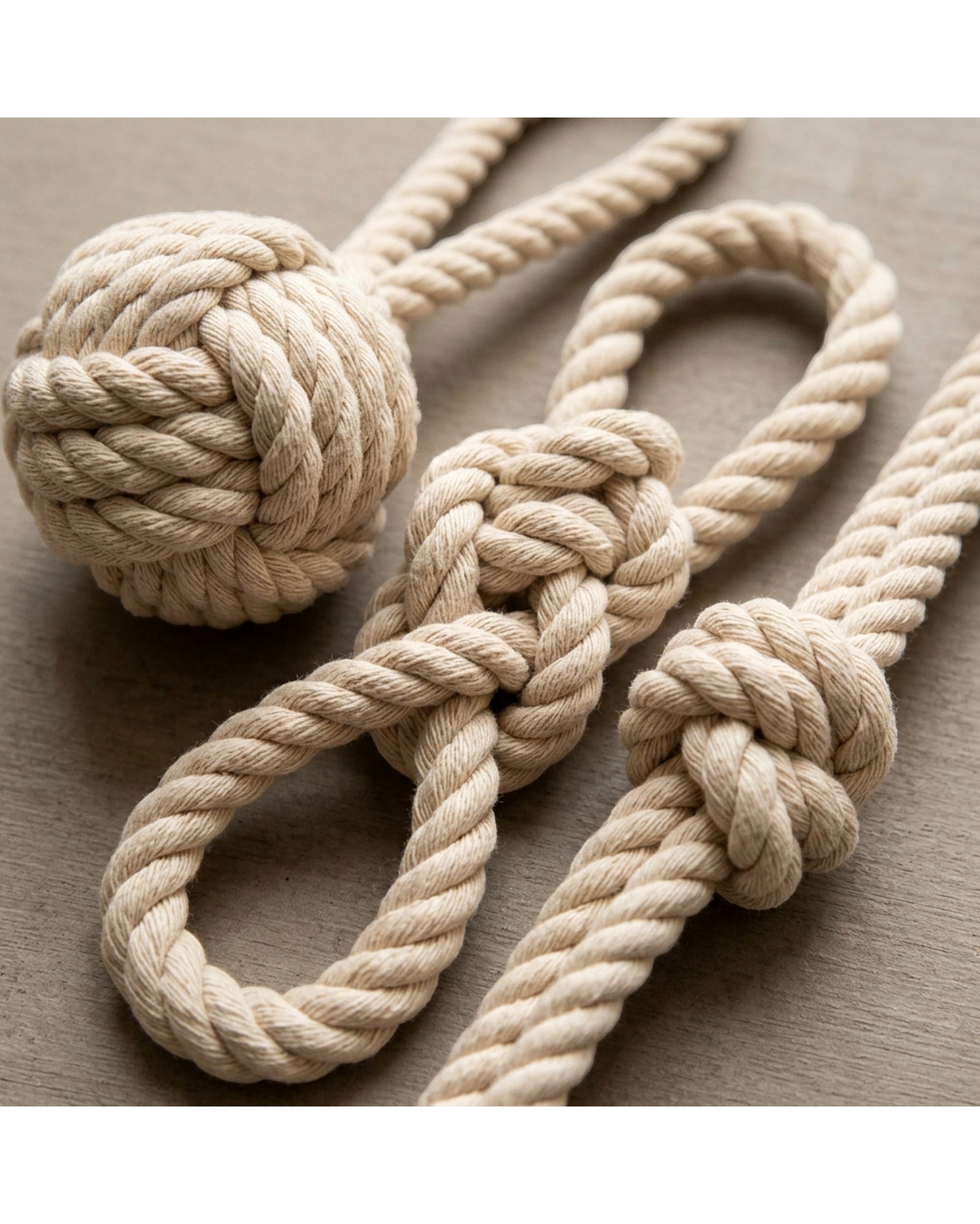 Kfxpm Cotton Rope Dog Toys Three Piece Natural - Detail view