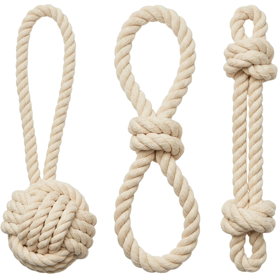 Kfxpm Cotton Rope Dog Toys Three Piece Natural